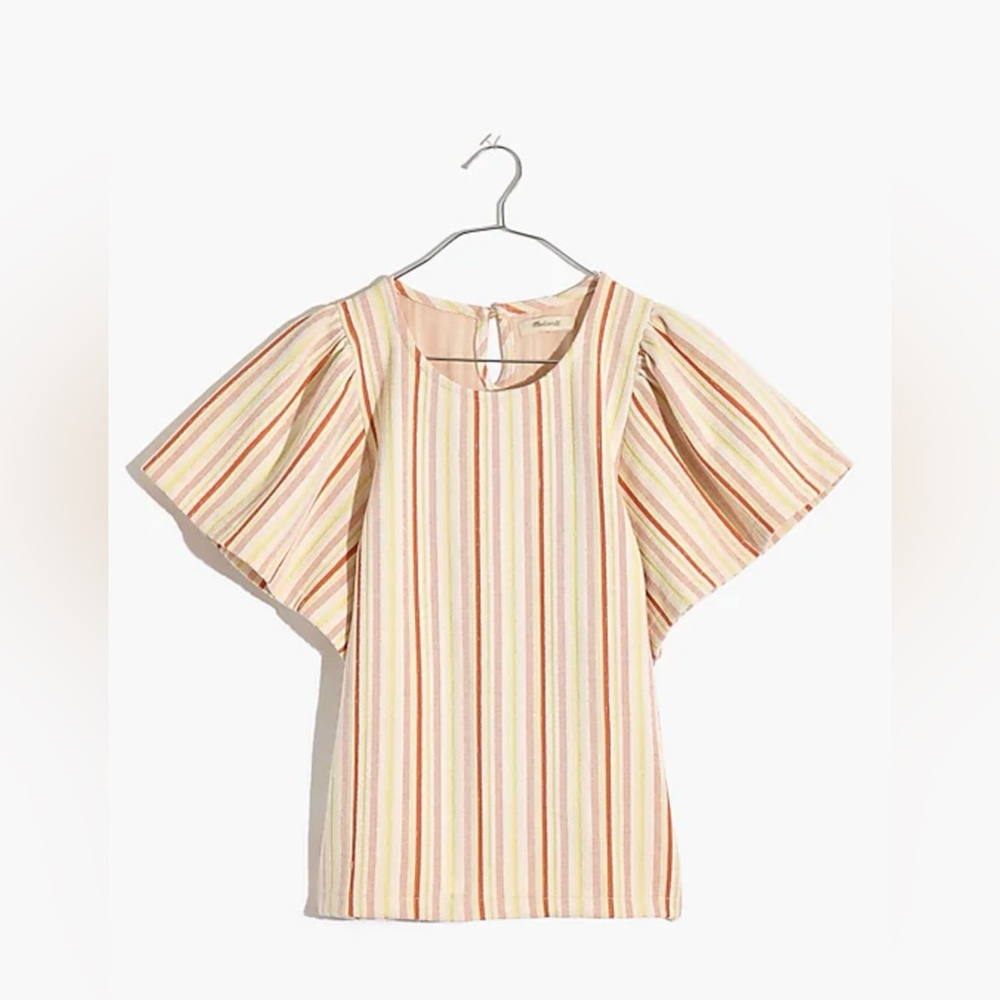 Madewell Flutter Sleeve Textured Stripped Top - image 1
